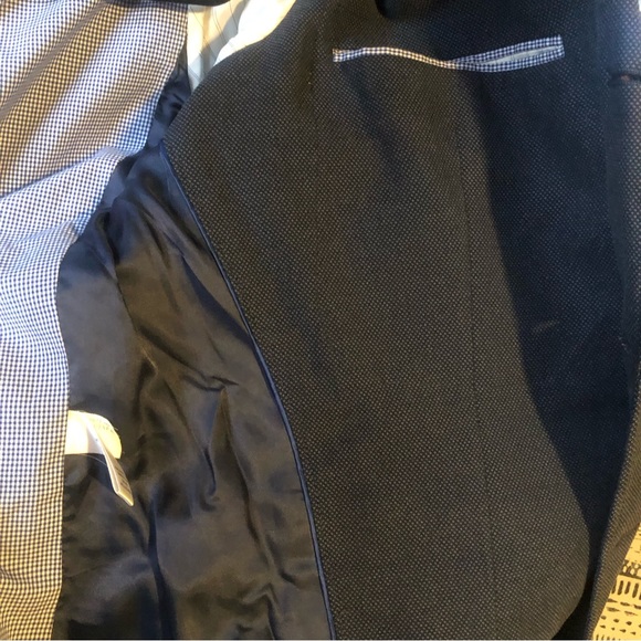 ❤️Banana Republic Tailored Fit Suit Sports Jacket Blazer Navy Blue Cotton 42R - Picture 7 of 11